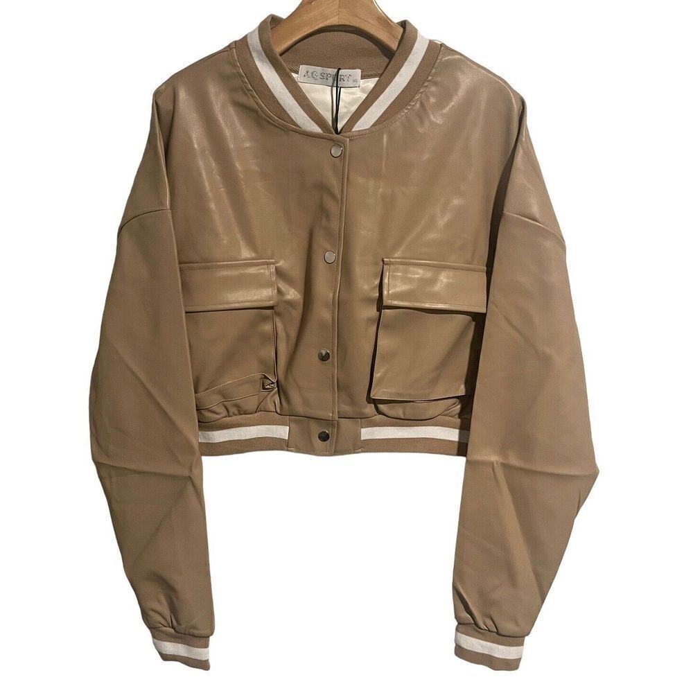 AQ Sport Womens Plus Size 2X Varsity Jacket Faux Leather